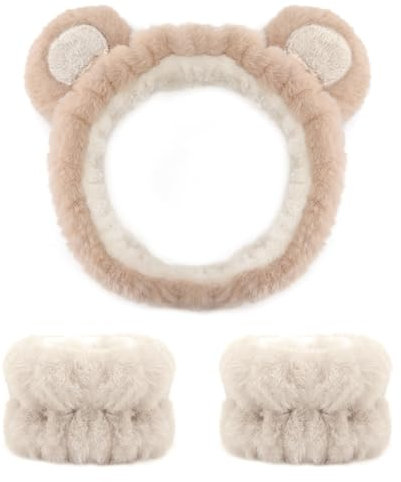 LuLiyLdJ Stirnband Mädchen, Haarband Mädchen, Stirnband Damen, Schwamm Stirnband Armband Sets Zum Waschen Des Gesichts Make-up Stirnbänder Für Frauen Und Mädchen, 3 Stück