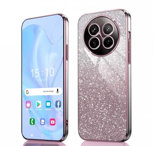 GOKEN Funda para Realme 12 5G / Realme 12X - Carcasa Antigolpes de Silicona Suave, con Bordes Electroplateados y Tarjeta con Brillo Integrada, Cover Case -Rosa Degradado