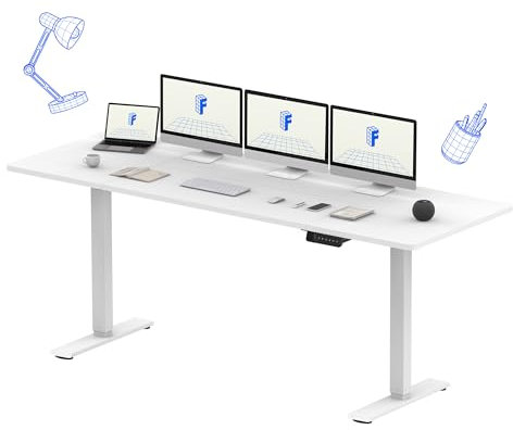 FLEXISPOT Höhenverstellbarer Schreibtisch 180x80 cm-mit 2 starken Motoren-Stabiler Schreibtisch Höhenverstellbar Elektrisch-Standing Desk mit Memory-Funktion(weiß+weiß)