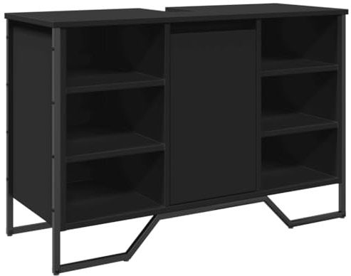 vidaXL Waschbeckenunterschrank Schwarz 91x35x60 cm Holzwerkstoff