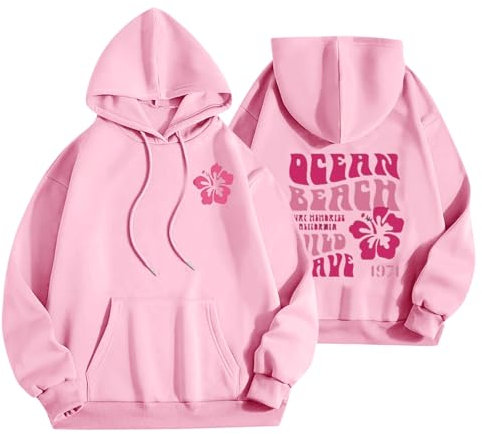 Long Sleeve Pink Palm Puff Hoodies Women/Men Autumn Clothes Plus Size Fall Fashion Hoodies for Women UK Unisex Super Soft Casual Womens Hoodies Y2k Pink Hoodie 2024 New Warehouse Deals Clearance