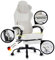 PixelPilot®Ergonomischer Gaming Stuhl [Atmungsaktiver Stoff] Chair mit Fußstütze, Kopf- und Lendenwirbelstütze, Gamer PC Stuhl [breite Sitzfläche] Bürostuhl 150 kg Belastbarkeit (Nebula, Weiss)