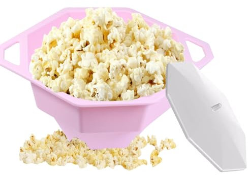 Bol à popcorn pour micro-ondes, machine à popcorn réutilisable en silicone, bol à popcorn pliable, machine à popcorn avec couvercle, passe au lave-vaisselle, bol à popcorn réutilisable, bol à popcorn