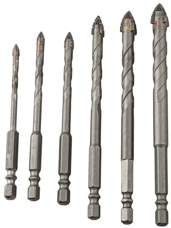 6-Pack Tungsten Carbide Drill Bits Four-Edge Serrated Drills Eccentric Drills, 4Mm/5mm/6mm/8mm/10mm/12mm, Suitable For Tiles, Bricks, Plastics, Cement Wood Glass