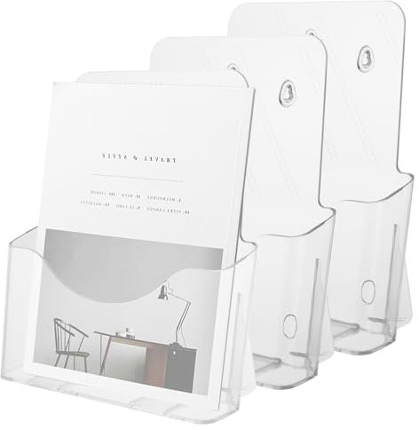 DAJAVE DIN A4 Tisch-Prospektständer: 3 Stück Flyerständer A4, Transparenter Flyer Aufsteller A4, Prospekthalter A4, Flyerhalter A4 für Counter Büro Restaurant Rezeption