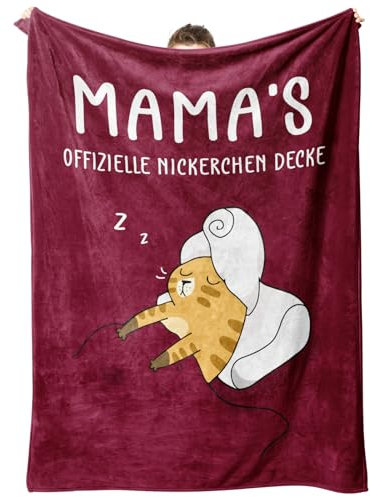 Juratar Geschenke für Mama – Lustige Kuscheldecke für Mama in besonders weicher Qualität – Geburtstagsgeschenk für Mama, Muttertagsgeschenk 157 × 132 cm (Burgunderrot)