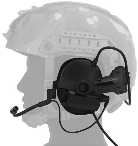 Casque tactique C5 avec réduction du bruit for la chasse, le tir, la protection auditive, le casque Airsoft, avec adaptateur de rail(BK)