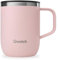 QWETCH - Mug Isotherme Inox Recyclé avec Anse -Rose Pastel 350ml - Tasse Isotherme Café & Thé - 6h Chaud & 12h Froid - Bouchon Coulissant Anti-Éclaboussures & Compatible Infuseurs