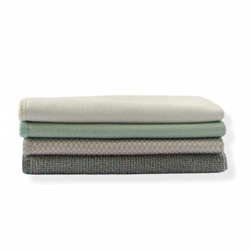 Maat Haus - Paños de Limpieza de Microfibra - Bayetas para Cristales, Muebles, Cocina y Hogar - Reutilizables, Suaves y Absorbentes - Diseño Elegante y Moderno - Pack de 4