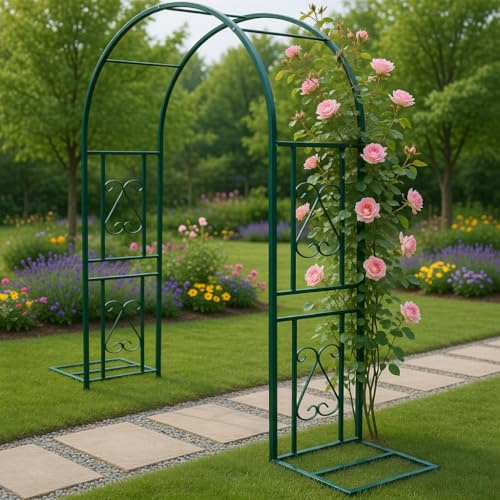 Metall-Rosenbogen, Gartenbogen Als Rankhilfe Für Rosen & Kletterpflanzen | Dekorativer Torbogen Für Garten, Hochzeit & Festdekoration für Indoor&Outdoor(Dark Green, 300x40x230cm)