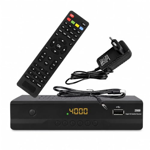 Bamof 2909 Sat Receiver Digital Satellite Receiver (HDTV, DVB-S/DVB-S2, HDMI, SCART, 2X USB, Full HD 1080p) [Pre-Programmed for Astra, Hotbird and Türksat] + HDMI Cable