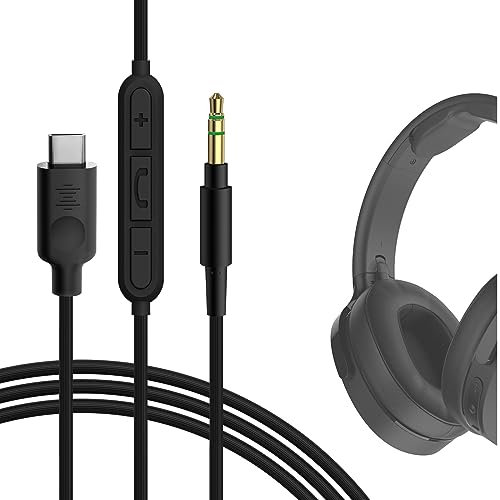 GEEKRIA USB-C Digital to Audio Cable with Mic Compatible with Skullcandy Hesh Evo/ANC, Riff 2 Cable, Replacement Type-C Aux Audio Cord with Inline Microphone and Volume Control (4 ft/1.2 m)