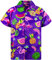 King Kameha Funky Hawaii-Hemd, Herren, Kurzarm, Flamingo-Melon, Violett, 5XL