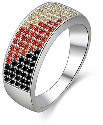 Uloveido Deutschland-Ring-Patriotischer Preussischer Flaggen-Ring, Art und Weise Mens-Ring-Weißes Gold überzogen, Vati Y385-17.2