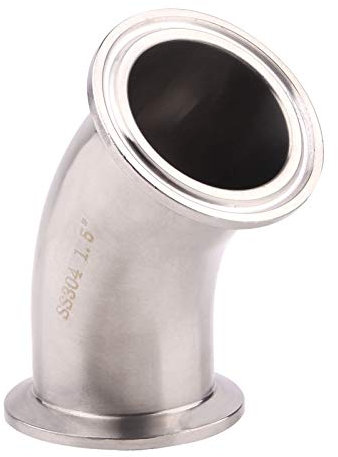 DERNORD 45 Degree Elbow | 1.5 Tube OD Stainless Steel 304 Pipe Fitting Fits Tri Clamp 1.5 inch