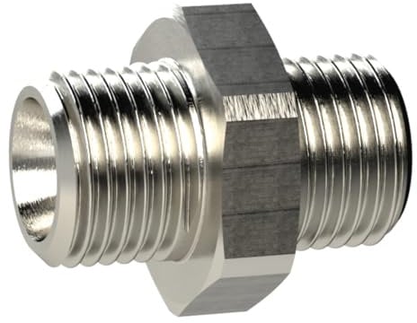 RIEGLER 134774-MSN252M1616 Doppelgewindenippel, M16x1,5 a., M16x1,5 a., SW 19, MS vern., 1Stk