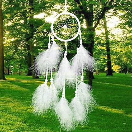 LUMoony MoonyLI Handmade Dream Catcher Net Feathers Wall Hanging Decoration Ornament -1Pcs(White
