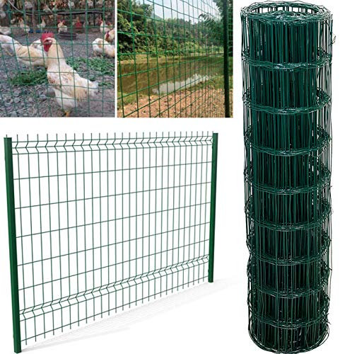 Wire Mesh Roll 90cm×10m Galvanized Steel Fence Garden Netting Roll 2mm Thickness Metal Border Mesh Hot-dipped Galvanized PVC Coated Hardware Cloth for Plants Fruits Pet Fencing Chicken Rabbit Net