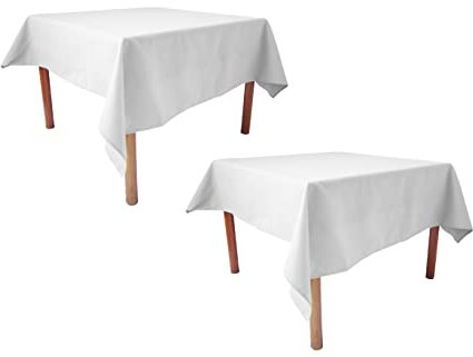 Weavric Quadratische Tischdecke, 132 x 132 cm, waschbar, weiß, Polyester, Tischdecke für Buffet, Küche, Abendessen, Hochzeit, 2 Stück