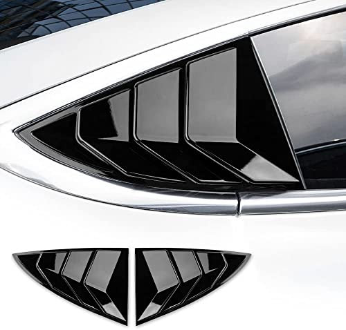KUNGKIC 2 Pcs Rear Window Sunshade for Tesla Model 3 2017-2021 ABS Windshield Sun Rain Protection Tesla Accessories (Gloss Black)