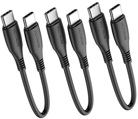 HOTNOW Short USB C to C Cable 15cm 3Pack, 0.15m USB-C 60W Fast Charging Cords for iPhone 16/15, Galaxy S25/S24/S23/S10 Ultra, Note 20/10 Ultra, Air 2020, iPad Pro, Power Bank and Other Type c Devices
