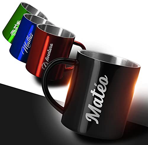 GRAVURE CONCEPT Mug En Métal Personnalisable 280mL - Idée Cadeau KIWAN (Noir)