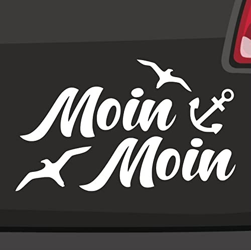 Stickerfreaks Moin Moin Möwen Aufkleber - 6 Größen 21 Farben - Norderney Urlaub Sylt Ostsee Föhr - Schwarz