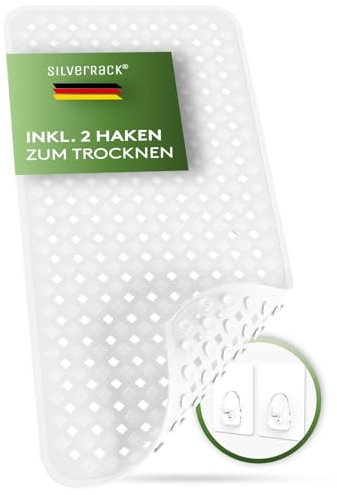 SilverRack Badewannenmatte 88x40 cm (Weiß RAUTEN) - Antirutschmatte Badewanne BPA frei für Kinder und Babys - Duschmatte schimmelresistent & maschinenwaschbar - Badematte rutschfest