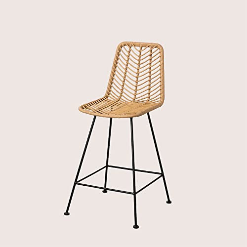 SKLUM Tabouret Haut en Rotin Synthétique Naturel Gouda Naturel Noir ↑65 cm