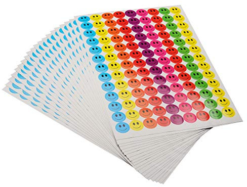 ONUPGO 2340 Happy Face Incentive-Aufklebern Kreis-Punkte-Etiketten, 19 mm runder Verhaltensaufkleber Kreis-Lehrer-Etiketten, ideal für Lehrer, Eltern, Kunsthandwerk, Belohnungskarten