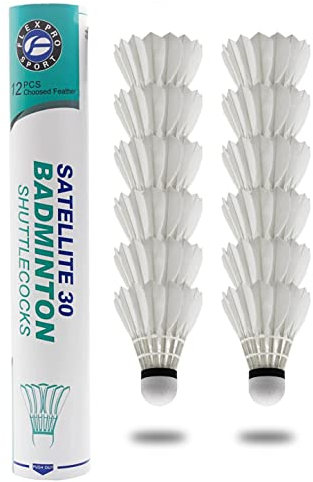 FLEX PRO Badminton-Federbälle, 12 Stück, Entenfedern, Federbälle, 1 Dutzend 77 Gänge, Druable Badminton-Federbälle