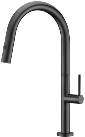 Mice - Grifo de cocina con teleducha - Griferia de Cocina con Mangera Flexible 360º - Monomando fregadero extraíble Serie Samo Negro Mate GCE017/NG Imex