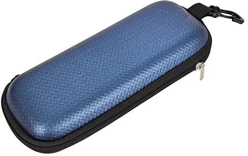 Zimoer Custodia per occhiali Blu Portatile, Custodia Occhiali zip Appendibile, Astuccio Occhiali Morbido, Astuccio per Occhiali Pelle per Uomini, Donne, Occhiali da Miopia, Occhiali da Sole