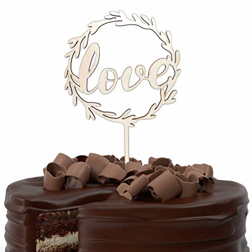 Personalisierte Cake Topper aus Holz Tortenstecker mit Namen Geburtstag Hochzeit Taufe Kommunion Torten Kuchen Deko (love)