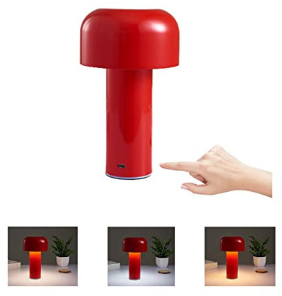 O·Lankeji Mushroom Kabellose Tischlampe, Touch Dimmbar Pilz Lampe mit 3 Beleuchtungsmodi, LED Akku Tischleuchte, Dekorative Mushroom Lamp Aufladbar USB Tischleuchten für Schlafzimmer, Nachttisch