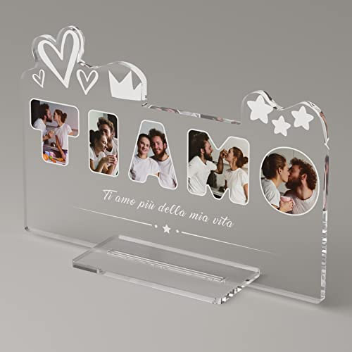 Bemaystar Targa Personalizzata Ti Amo con Foto e Dedica - Cornice Porta Foto San Valentino 15 X 22, Regali per Lei Lui, Idee Regalo Fidanzati Compleanno Anniversario