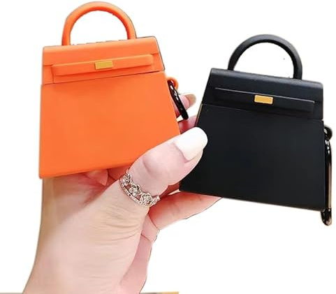Cute Case for Airpods Pro, Cartoon Mini Handbag Bag Stylish Bag Protective Silicone Rubber Cover Skin (Black)