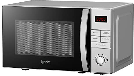 Igenix IGM0821SS Digital Microwave, Stainless Steel 5 Power Levels And Defrost Function, 95 Minute Timer, 800 W, 20 Litre, Stainless Steel