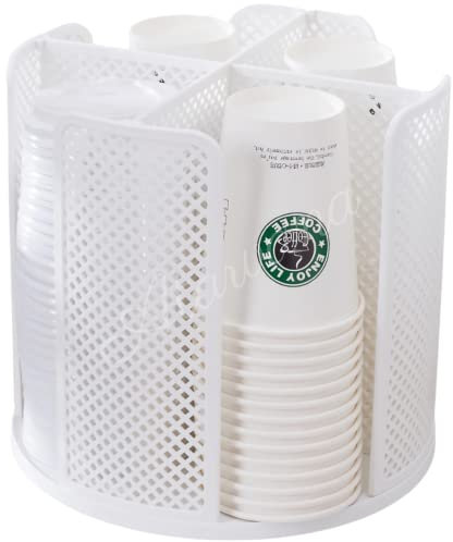 Drehbarer Kaffeebecher-Spender mit 4 Fächern, Atavarna Tassen und Deckel, Halter für 142–473 ml Tassen, Organizer für Restaurant, Kaffeestation, Bar, Büro, Zuhause, 23,5 x 23,5 x 22 cm