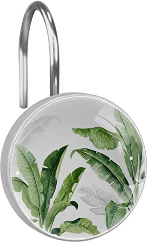 Set di 12 ganci per tenda da doccia in acciaio inox, vetro, resina, 3,7 x 3,7 cm