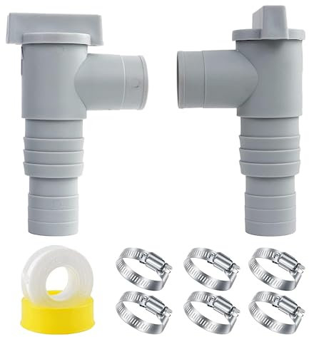 xlwen Accessoire Vanne d'entretien Piscine 1 Set Robinet d'arrêt de Piscine, avec 6 Clips de tuyaux en Acier Inoxydable, Raccords de Piscine à Piston Convient pour Les piscines familiales.