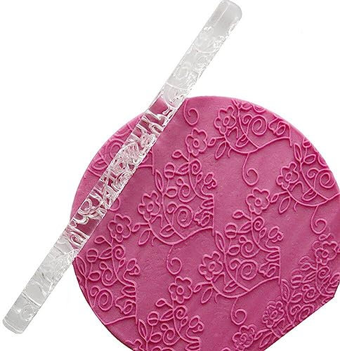 Wudaizhi Rouleau à pâtisserie en Acrylique Transparent avec Motifs Floraux pour la pâte à Sucre, Le Fondant, l'artisanat en Sucre, Les Biscuits, la décoration de gâteaux