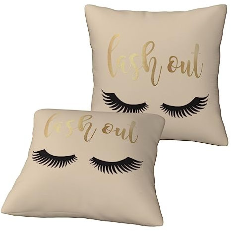 LAMAME Wimpern gedruckt quadratischen Kissenbezug Dekorative Kissenbezug Kissenbezug 2pcs