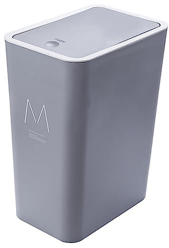 STETHI Cubo de Basura de Mesa con Tapa, ubo de basura de plástico, 15 litros, cubo de basura portátil, para cocina, tocador, dormitorio, mostrador (34 cm x 25.5 cm x 17.5 cm) (gris)