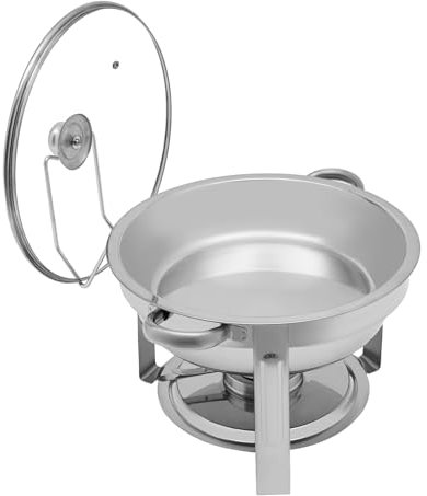soudesileim Chafing Dish Buffet Set, 5L Rund Warmhaltebehälter, Edelstahl Speisewärmer mit Lagerung der Deckel, für Familientreffen, Party (Silber)