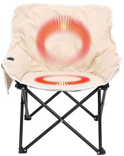 Beheizter Campingstuhl, individuell beheizte Rückenlehne und Sitz, Moon Campingstuhl, ergonomisches Design, beheizter Campingstuhl, belastbar bis 200 kg, für Sportveranstaltungen, Konzerte,Beige