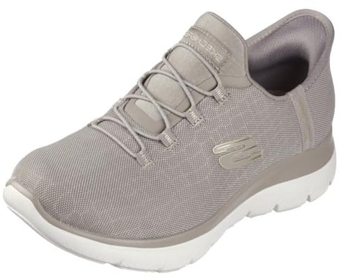 Skechers Femme Summits Classy Night Basket, Taupe Mesh/Gold Trim, 36 EU