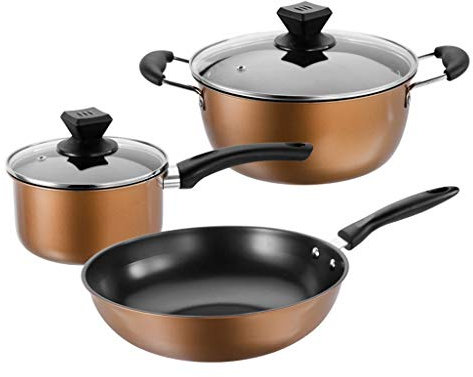 PACUM Töpfe und Pfannen, 3 Stück/Set, verdickt, zum Kochen, Suppentopf, antihaftbeschichtet, Brat-/Milchtopf, Kochtopf, Glasdeckel, Induktionsherd, Gasherd, Küchenzubehör Vision
