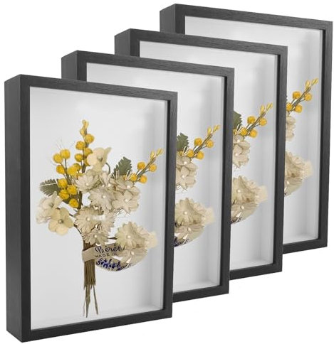 LDHHYH 4 Pièces Cadre Photo 3D à Remplir,Cadre Photo 3D A4 20x30 cm pour Objet Jusqu'à 3cm, boîte profonde avec vitre en verre, Cadre Photo Vitrine Cadre 3D Profond, Cadre photo pour remplissage 3D