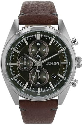 Joop! Armbanduhr Herren Chronograph analog, mit Leder Armband, Gold, 10 bar wasserfest, Kommt in Uhren Geschenk Box, 2034580